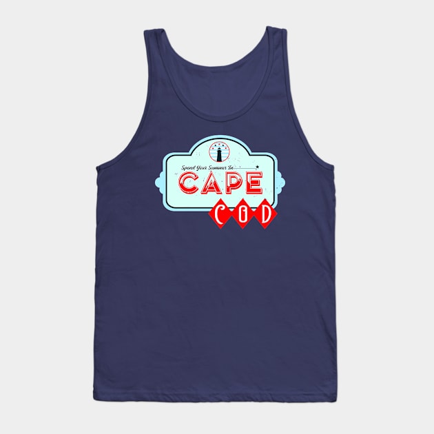Spend Your Summer In Cape Cod Vintage Travel Billboard Tank Top by TaliDe